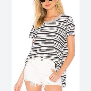 Wilt Easy Crossover Crew Neck Striped Cotton Tee Made in USA Size L